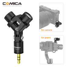 Microfone comica com plug-in para câmera gopro, microfone duplo, estéreo, mini flexível 3.5mm 2024 - compre barato