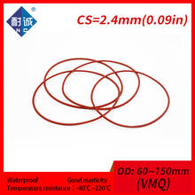 Junta de goma de silicona resistente al agua, VMQ CS, 2,4mm, OD60/75/150mm, 1 ud./lote 2024 - compra barato