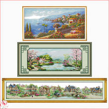 Town Scenery Cross Stitch Kit DIY Mediterranean Style Pattern Embroidery 11CT 14CT Sewing Kit Home Decoration Craft Painting 2024 - buy cheap