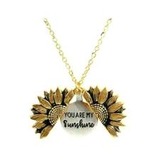 Fashion Bohemia Sunflower Double-layer Metal Pendant Necklace For Women Open Long Chain Necklace Lettering you are my sunshine 2024 - buy cheap