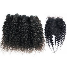 MOGUL HAIR 50g/pc 4/6 Bundles with Closure Jerry Curly Bundles With Closure Natural Color Brown Non-Remy Hair short bob style 2024 - buy cheap