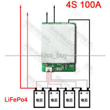 Novo 4S 12 v 100a lifepo4 bms placa de proteção da bateria de lítio com equilíbrio de carregamento 4*3.2v alta corrente inversor da placa de proteção 2024 - compre barato