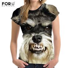 FORUDESIGNS-Camiseta con estampado de perro Schnauzer en 3D para mujer, ropa deportiva con cuello redondo, Top de manga corta 2024 - compra barato