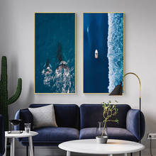 Cuadro de paisaje moderno para decoración del hogar, pintura en lienzo con impresión minimalista nórdica, póster de paisaje de mar para sala de estar 2024 - compra barato