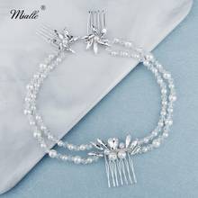 Miallo-peines largos de perlas de cristal para mujer, accesorios para el cabello, joyería para el cabello de Boda nupcial, tocado de novia de Color plateado, regalos 2024 - compra barato