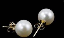 Par de enormes pendientes de tuerca de perla blanca auténtica NATURAL del Mar del Sur de 11-12MM 14k 2024 - compra barato