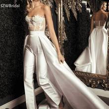New Arrival Satin White formal dresses evening gown Lace Appliques Cheap Evening dress pants 2022 robe longue soiree 2024 - buy cheap