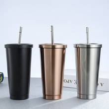 Car Portable Coffee Cup Stainless Steel Double Insulation Cups Vacuum Straw Water Bottle Beer Tea Cup Drink Straw Thermal Mug 2024 - buy cheap