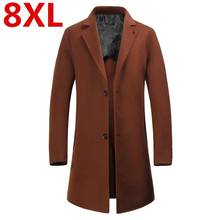 Plus size 8xl 7xl luxuoso outono inverno novo casaco de lã masculina negócios casual longo grosso fino casaco masculino roupas marca 2024 - compre barato