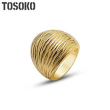 TOSOKO-anillo de acero inoxidable con patrón Irregular para mujer, joyería con marca antigua, varias líneas, estilo Hip Hop, BSA174 2024 - compra barato