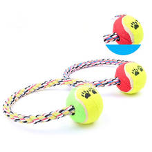 Pet Dog Training Toys Cotton Braided Rope Toys With Tennis Ball Pet Tooth Cleaning Circle Molar Chw Toys Wholesale Pet Supplies 2024 - buy cheap