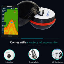 Localizador de peces inteligente inalámbrico por Bluetooth, sónar de pesca en hielo de 48m/160 pies, sonda de buscador de peces portátil, lámpara de mar y Lago 2024 - compra barato
