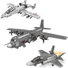 New Xingbao Military Bricks Series 3 Styles Aircraft Set A10 Fighter AC130 Aerial Gunboat F35 Fighter Building Blocks Adult Toys 2024 - buy cheap