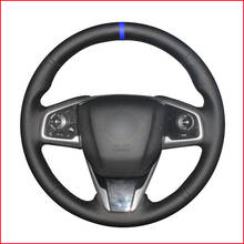 Cubierta de cuero Artificial para volante de coche, marcador azul para Honda Civic 10, CR-V, CRV, claridad, 2016, 2017, 2018, 2019, 2020, 2021 2024 - compra barato