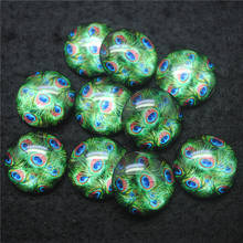 10PCS Glass Cabochons Peacock Cabs Size 20MM 25MM Round Shape Charms Diy Fashion Accessories Women Wearring Free Shippings 2024 - buy cheap