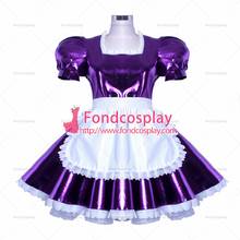 fondcosplay adult cross dressing French sissy maid lockable purpel heavy Shiny PVC dress Uniform white apron Custom-made[G912] 2024 - buy cheap