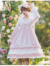 Doce vestido de princesa vintage com laço gola marinha cintura alta vestido vitoriano kawaii menina gótico lolita op loli 2024 - compre barato