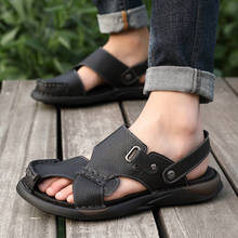 Summer Men Leather Sandals  Classic Men Shoes Slippers Soft Sandals Men Roman Comfortable Outdoor Walking Footwear black brown 2024 - buy cheap