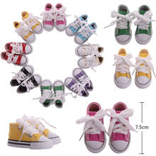 Zapatos de lona de Color sólido, estilo de correa de 7,5 Cm para muñeca americana de 18 pulgadas y artículos para bebé recién nacido de 43 Cm, accesorios para zapatos de muñeca 2024 - compra barato