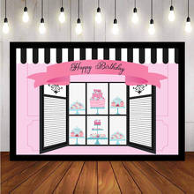 Loja de sorvete feliz aniversário pano de fundo para a fotografia rosa meninas fundo para foto studio festa decoração suprimentos prop 2024 - compre barato