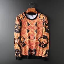 Свитшот мужской с длинным рукавом, Модная приталенная кофта с принтом, пуловер в стиле ретро, Осень-зима 2024 - купить недорого