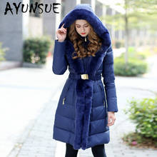 AYUNSUE 90% Women's Winter Down Jacket Weman Luxury Real Rex Rabbit Fur Hooded Duck Down Coat Female Thick Warm Parkas Chaqueta 2024 - buy cheap