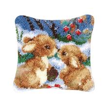 HOT Latch Hook Cushion Kits Gift DIY Needlework Crocheting Throw Pillow Unfinished Yarn Embroidery Set Pillowcase Animal 2024 - buy cheap