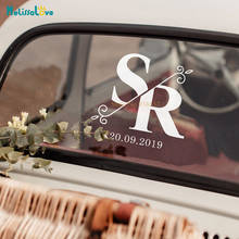 Split Monogram Wedding Car Window Decal Initial And Date Wedding Reception Party Sign Welcome Removable Vinyl Stickers BA344 2024 - buy cheap