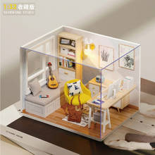 Mini DIY House Sunshine Study Hand Assembled Wooden Building Model with Dust Cover Girl's Birthday Creative Gift 2024 - buy cheap