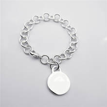 1: 1 sterling silver 925 classic silver round tag ladies bracelet jewelry holiday gift 2024 - buy cheap
