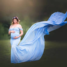 Pregnant Dress New Maternity Photography Props For Shooting Photo Pregnancy Clothes Cotton+Chiffon Off Shoulder Half Circle Gown 2024 - buy cheap