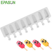 EPASUN 8 Cavities Silicone Ice Pop Mold BPA Free DIY White Ice Cream Popsicle Mold Maker With Wooden Stick Homemade Making Tool 2024 - buy cheap