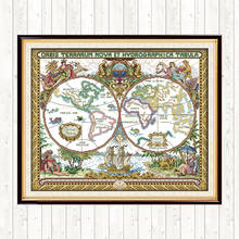 Joy-Kits de punto de cruz con pintura de Mapa del Viejo Mundo, 14CT, 11CT, paño blanco e impreso, Kits de bordado artesanal, juegos de costura 2024 - compra barato