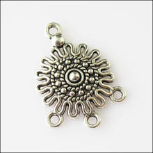 18 New Flower Charms Round Connectors Tibetan Silver Tone 19x26mm 2024 - buy cheap