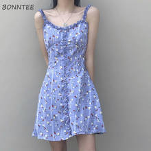 Sleeveless Dress Women Empire floral vintage A-line Ulzzang pureple cute Streetwear Fashion Ladies Kawaii holiday party clothing 2024 - buy cheap