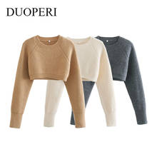 2021 New Spring Women Knit Crop Sweater Long Sleeves Chic Casual Fashion Sexy Streetwear Knitted Cropped Tops 2024 - buy cheap