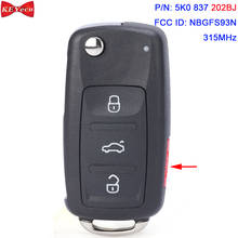 KEYECU for Volkswagen Jetta Passat 2017 2018 Semi intelligent Remote Key Fob 5K0 837 202BJ NBGFS93N Megamos AES Chip 315MHz 2024 - buy cheap