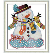 Amor Eterno Navidad muñeco de nieve (3) algodón ecológico Kits de punto de cruz chinos contados estampados 14CT y 11CT promoción de ventas 2024 - compra barato