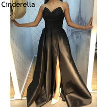 Black Prom Dresses Lovely Sweetheart Sleeveless Floor Length A-Line Satin Pleated Women Prom Dresses Party Gown For Prom 2024 - buy cheap