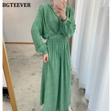 Платье BGTEEVER женское длинное с цветочным принтом, шикарное элегантное платье-трапеция с V-образным вырезом и длинным рукавом, на весну 2024 - купить недорого