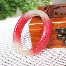 Pulsera de jade auténtico Natural para mujer, brazalete de Xinjiang, Hetian, flor flotante de sangre, Gobi 2024 - compra barato