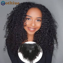 Заколки для волос бразильские человеческие волосы афро кудрявые вьющиеся накладные волосы 8 шт. и 120 г/компл. натуральные черные волосы Remy 2024 - купить недорого