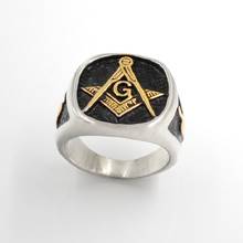 Cool Mens Silver color Gold color Mason Freemasonry  Ring 316L Stainless Steel Band Ring 2024 - buy cheap