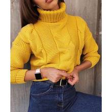 Suéter de manga larga con cuello alto para mujer, suéter coreano, otoño e invierno, 2020 2024 - compra barato