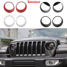 Sansour  Lamp Hoods for Jeep Wrangler JL 2018+ Car Head Light Lamp Decoration Headlight Cover Accessories for Jeep Wrangler 2019 2024 - buy cheap