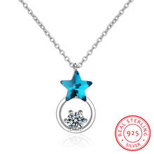 Simple Blue Star Single AAA Zirconia Pendant 925 Sterling Silver Necklace For Women Chain choker collier S-N348 2024 - buy cheap