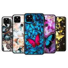 Colorful butterfly flower Soft TPU Silicone Black Cover For Google Pixel 5 4A 5G 4 XL Phone Case 2024 - buy cheap