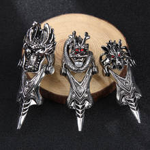 Anéis de combinação masculinos com 6 lâmpadas, anéis punk de arco de leão, dragão, joias para hip hop, anéis étnicos, acessórios para joias de festa 2024 - compre barato