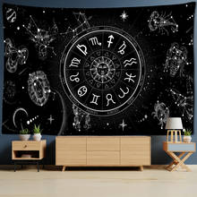 Tapeçaria de berço de mandala para parede, decoração boêmia de quarto, preto e branco, lua do sol, magia, bexiga, hippie 2024 - compre barato