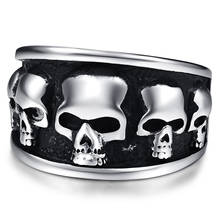 New Men's Stainless Steel Vintage Skeleton Wide Ring Vintage Party Band Anillos 2024 - buy cheap